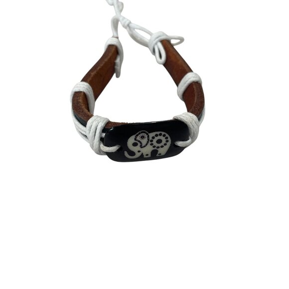 World Map Necktie Tan Woven Belt Elephant Bracelet Gift Set Men Travel Style - Picture 12 of 14